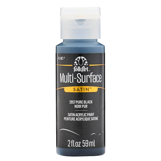 FolkArt Multi-Surface Satin Acrylic Paint 2 oz - 2957 Pure Black