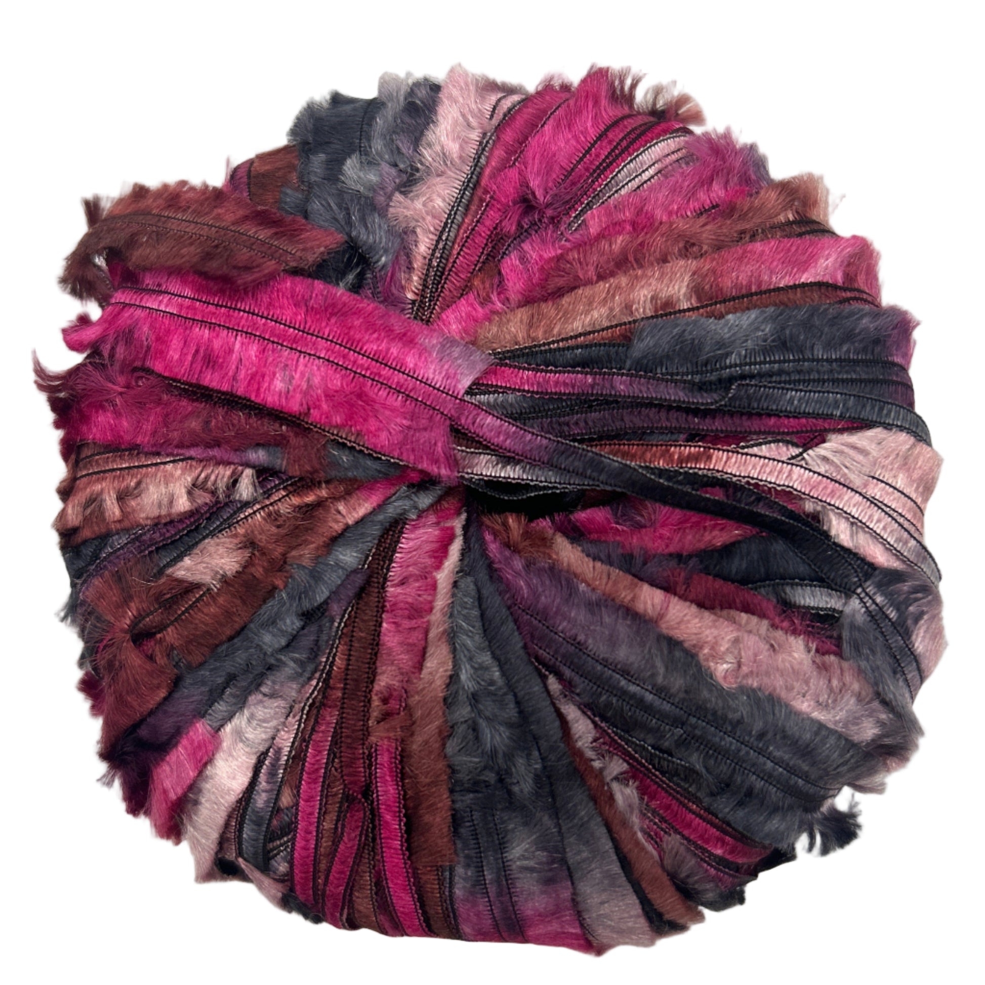 Multicolored yarn ball on a white background