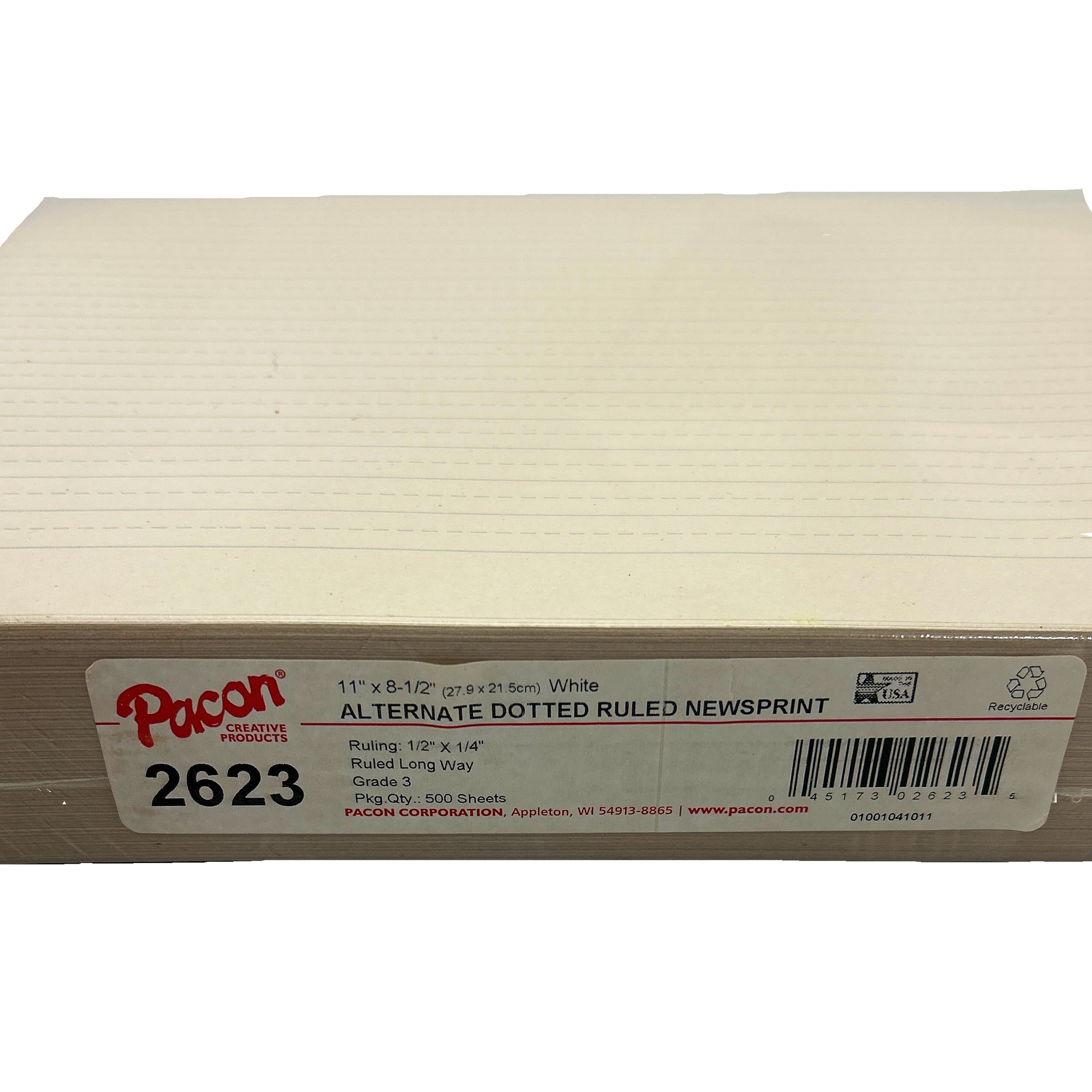 Box of Penco alternate dotted ruled newsprint paper with label on a white background