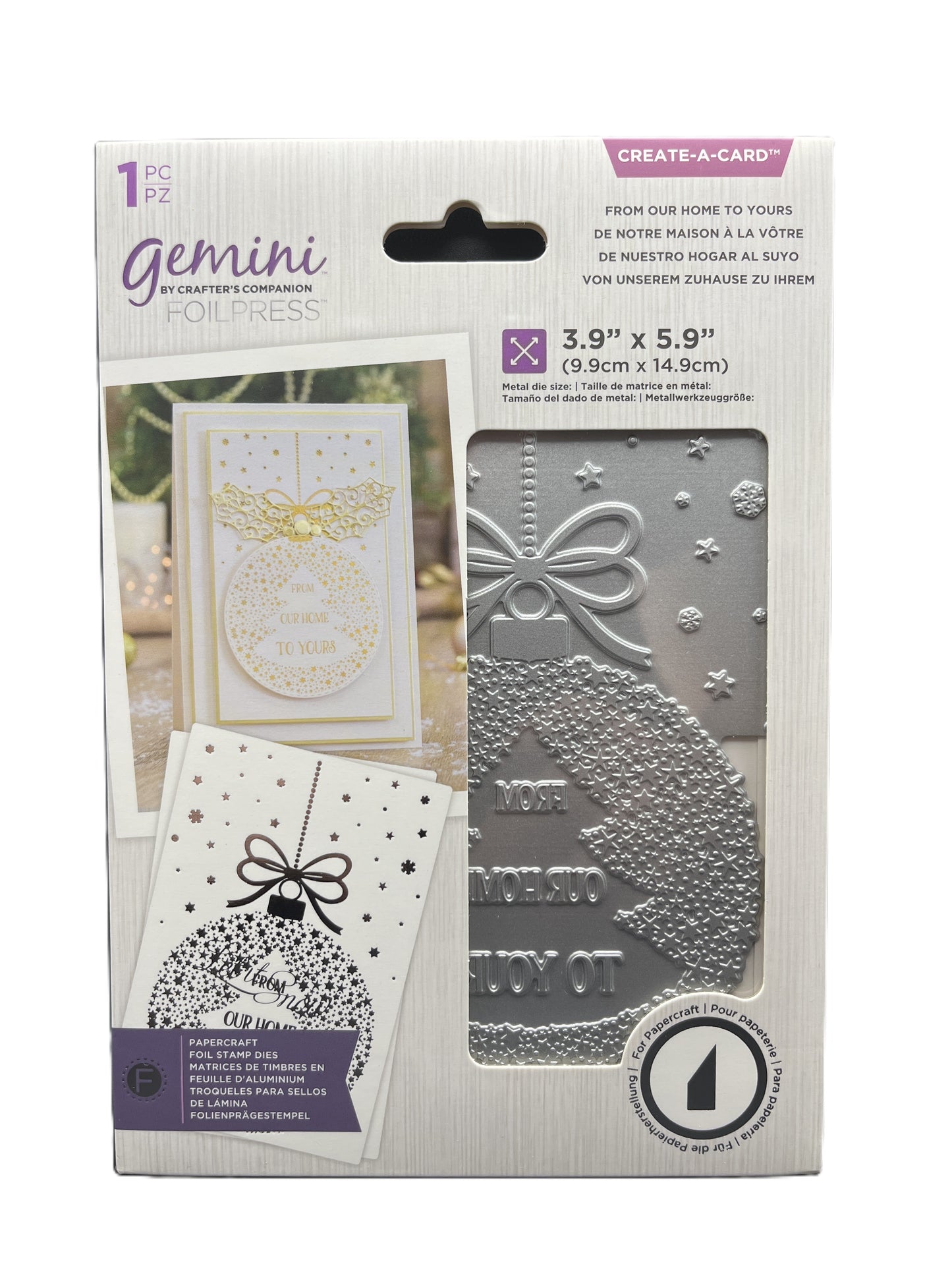 Card making embossing folder set with sample cards on packaging
