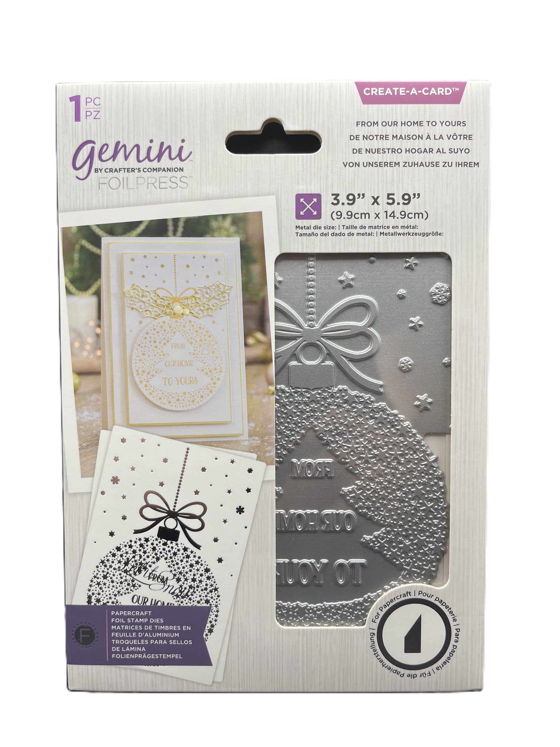 Card making embossing folder set with sample cards on packaging