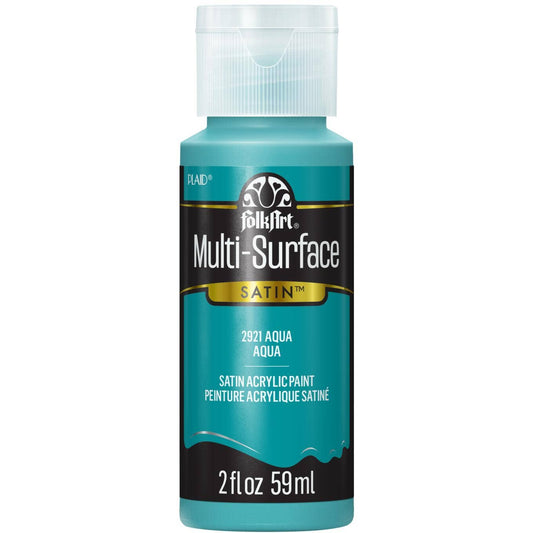 FolkArt Multi-Surface Satin Acrylic Paint 2 oz - 2921 Aqua