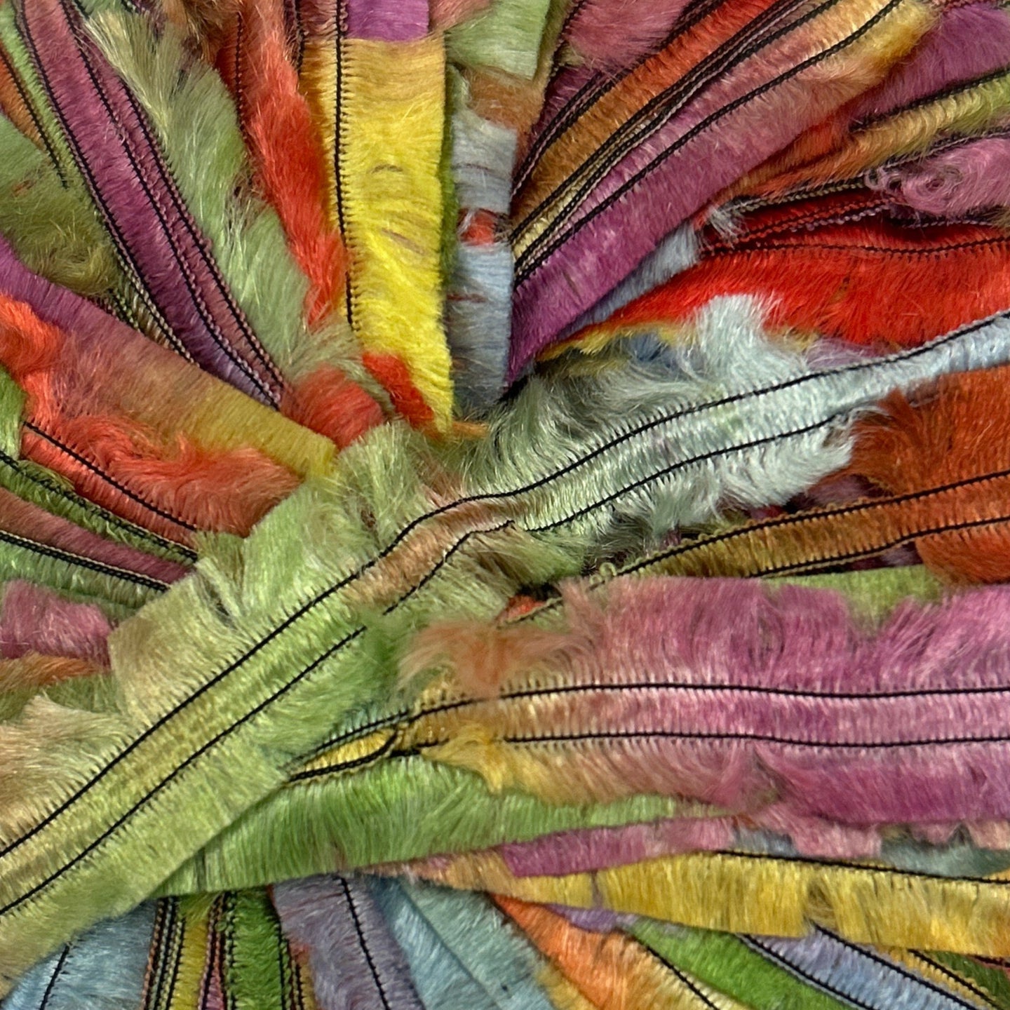 Multicolored fabric swatch on a white background