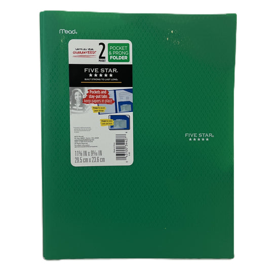 Green Five Star folder with a label on a white background