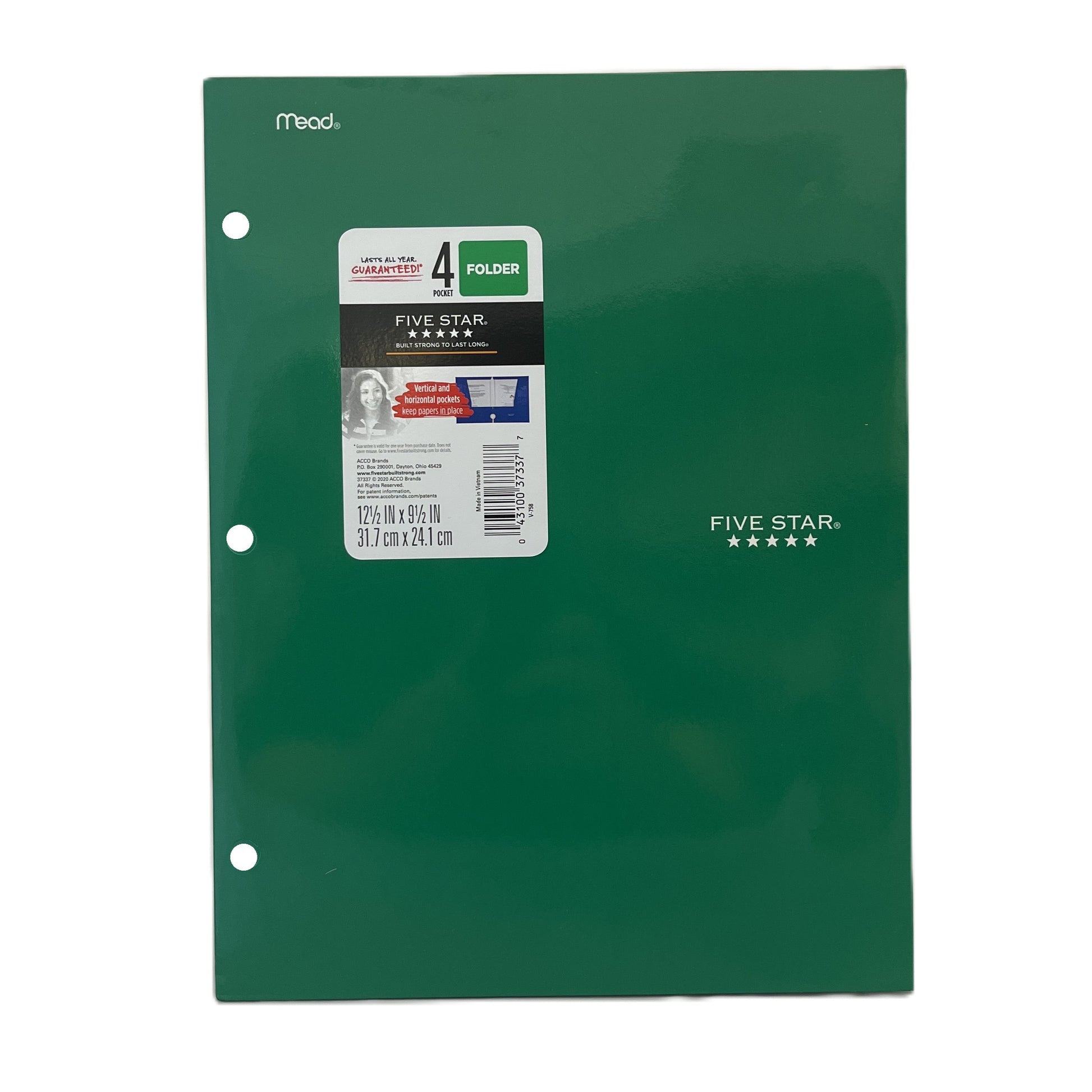Green Five Star folder with Mead branding on a white background