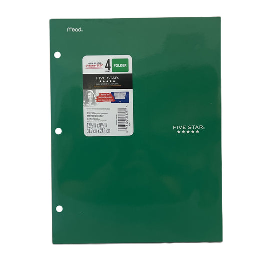 Green Five Star folder with Mead branding on a white background