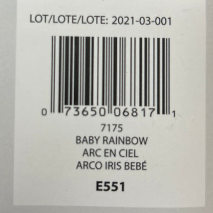 Product label with barcode and text on a wooden surface