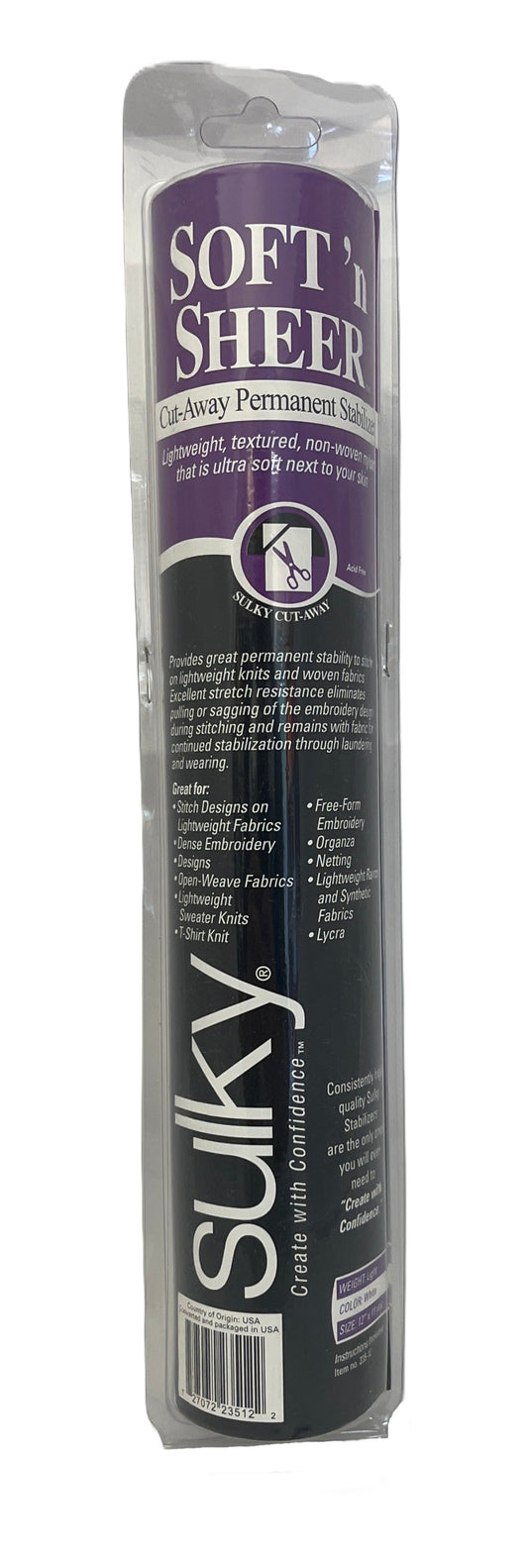 Sulky Soft Sheer fabric roll packaging on a white background