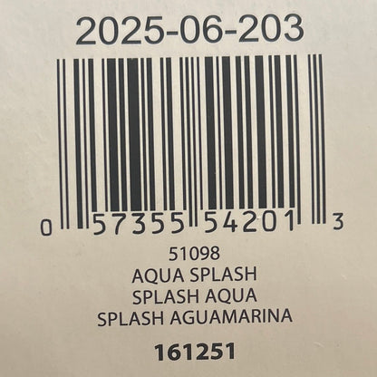 Close-up of a yarn label with product details on a wooden surface