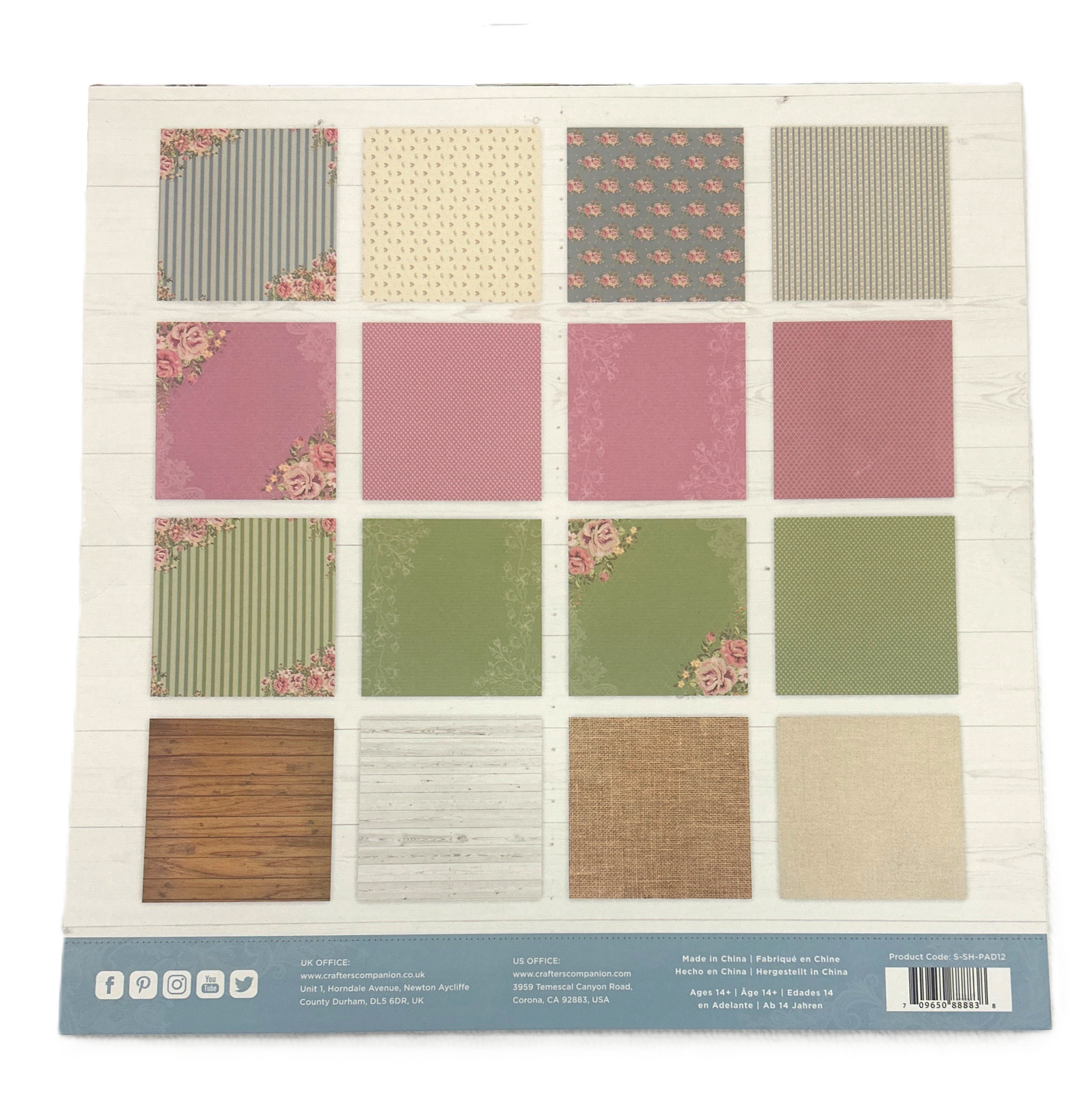 Set of patterned paper sheets in a grid layout on a white background