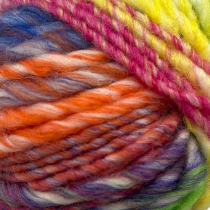 Multicolored skein of yarn on a white background
