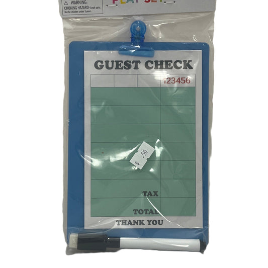 Guest check board with pen in clear packaging