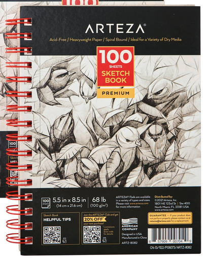Arteza® Sketchbook  5.5"x 8.5" - 100 Sheets