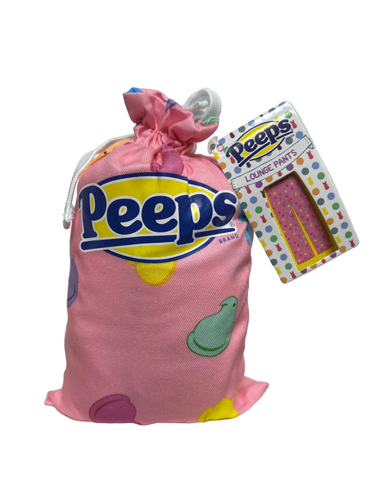 Pink PEEPS Chick L/XL Lounge Pants w/Drawstring Bag