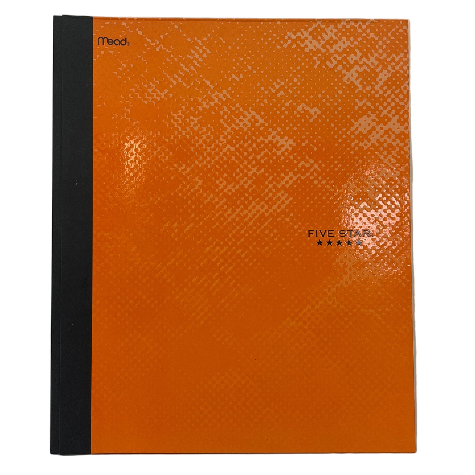 Orange textured box with black base on a white background