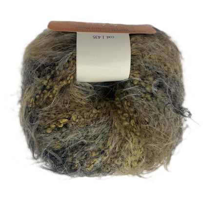 Ball of yarn with a label on a white background