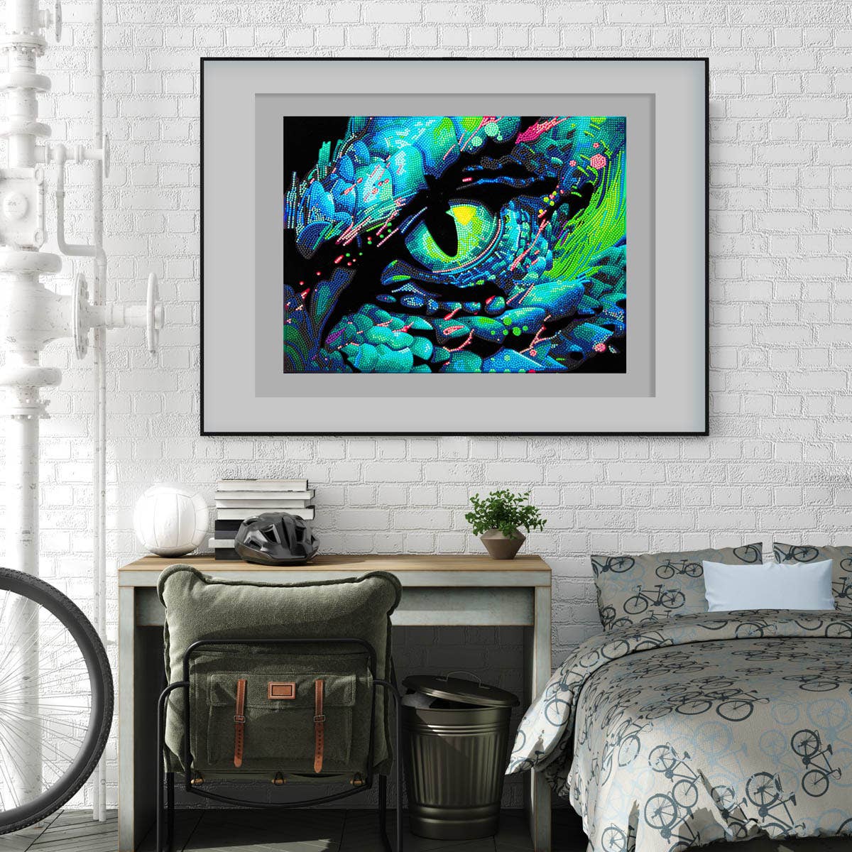 Neon Flock Dragon Eye - Diamond Dotz Art Kit - 18” x 14”