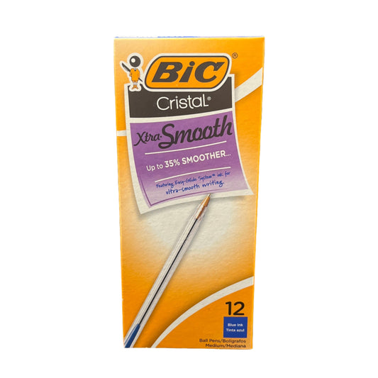 BIC Cristal Xtra Smooth box on a dark background
