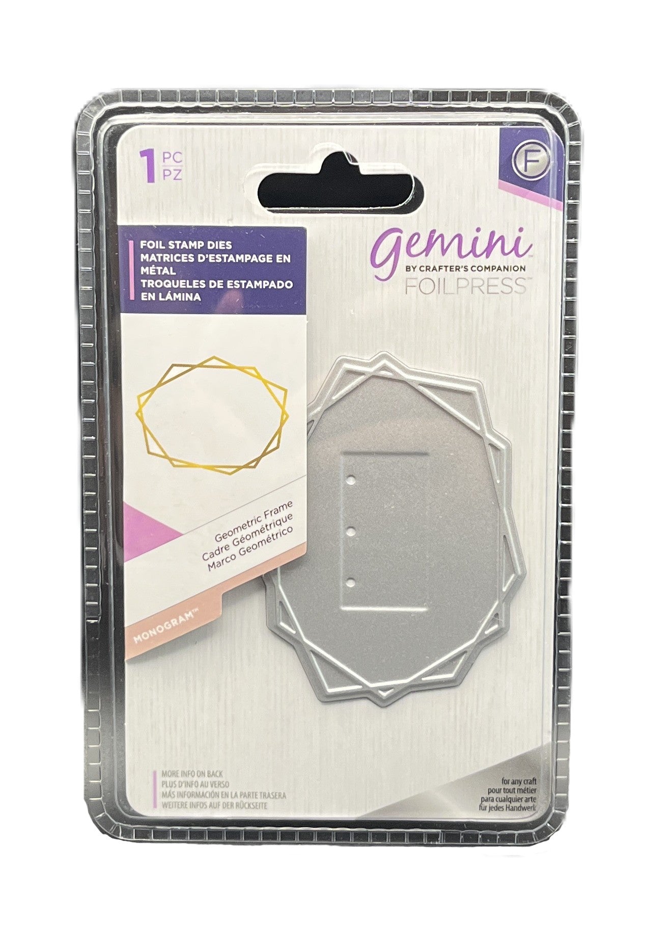 Metal die cut in packaging with Gemini branding on a white background