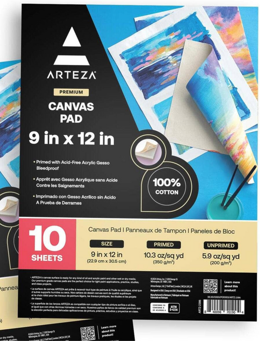 Arteza® Canvas Pad - 9" x 12", 10 Sheets