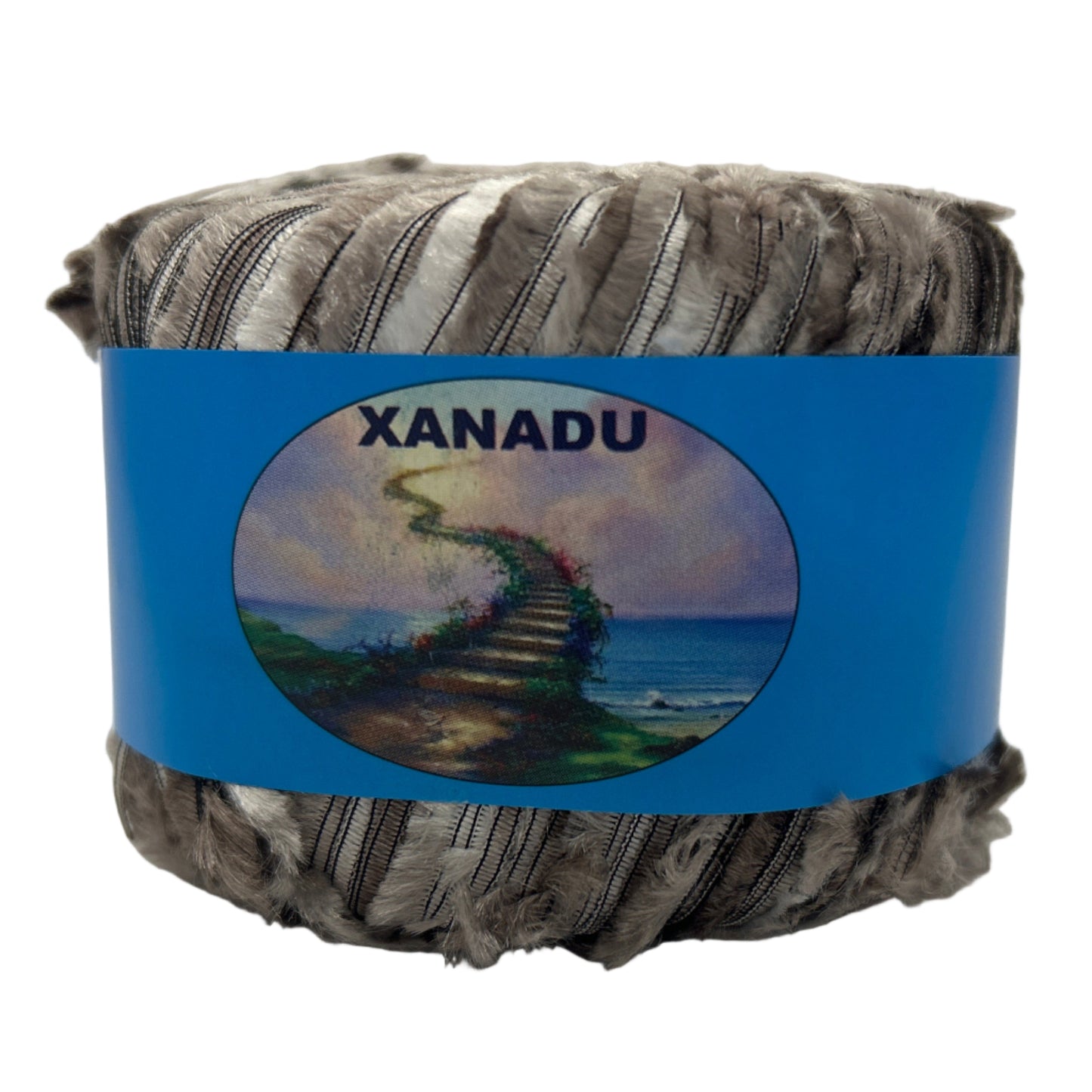 Yarn ball with 'Xanadu' label on a white background