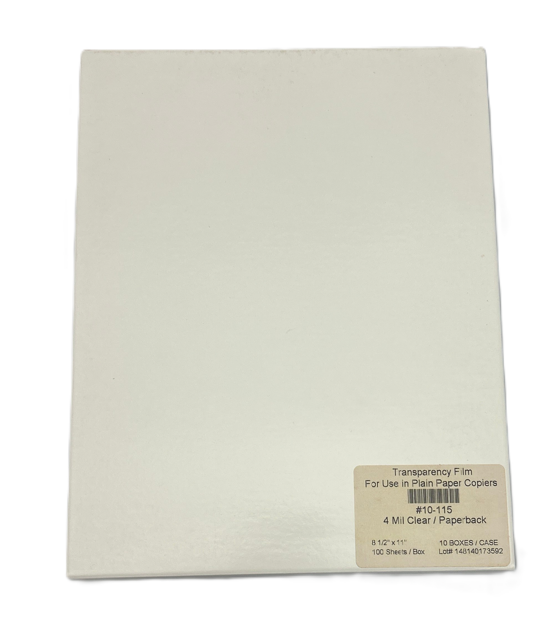 Sheet of transparency film for plain paper copiers on a white background