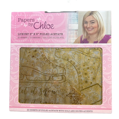 Packaging of 'Papers by Chloe' with a design on a wooden surface