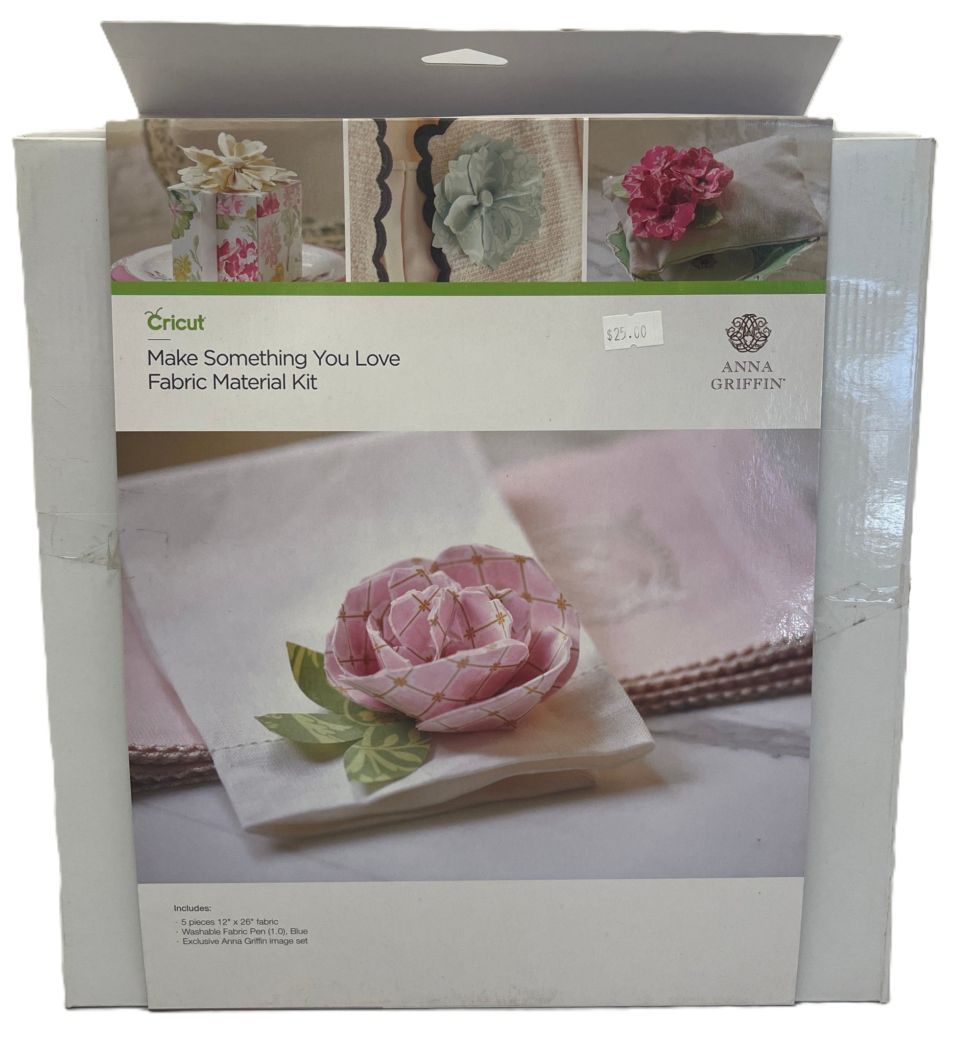 Cricut fabric material kit packaging with floral design on a white background