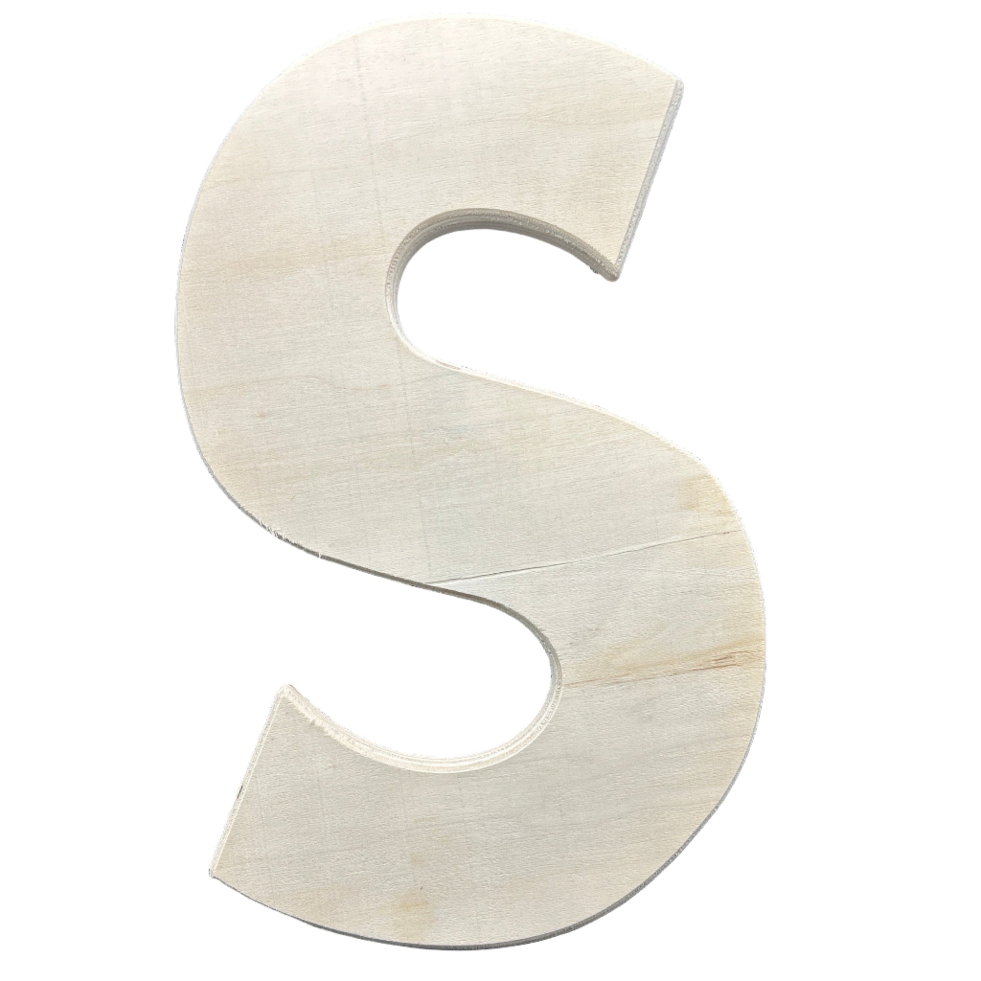 Wooden letter 'S' on a dark background