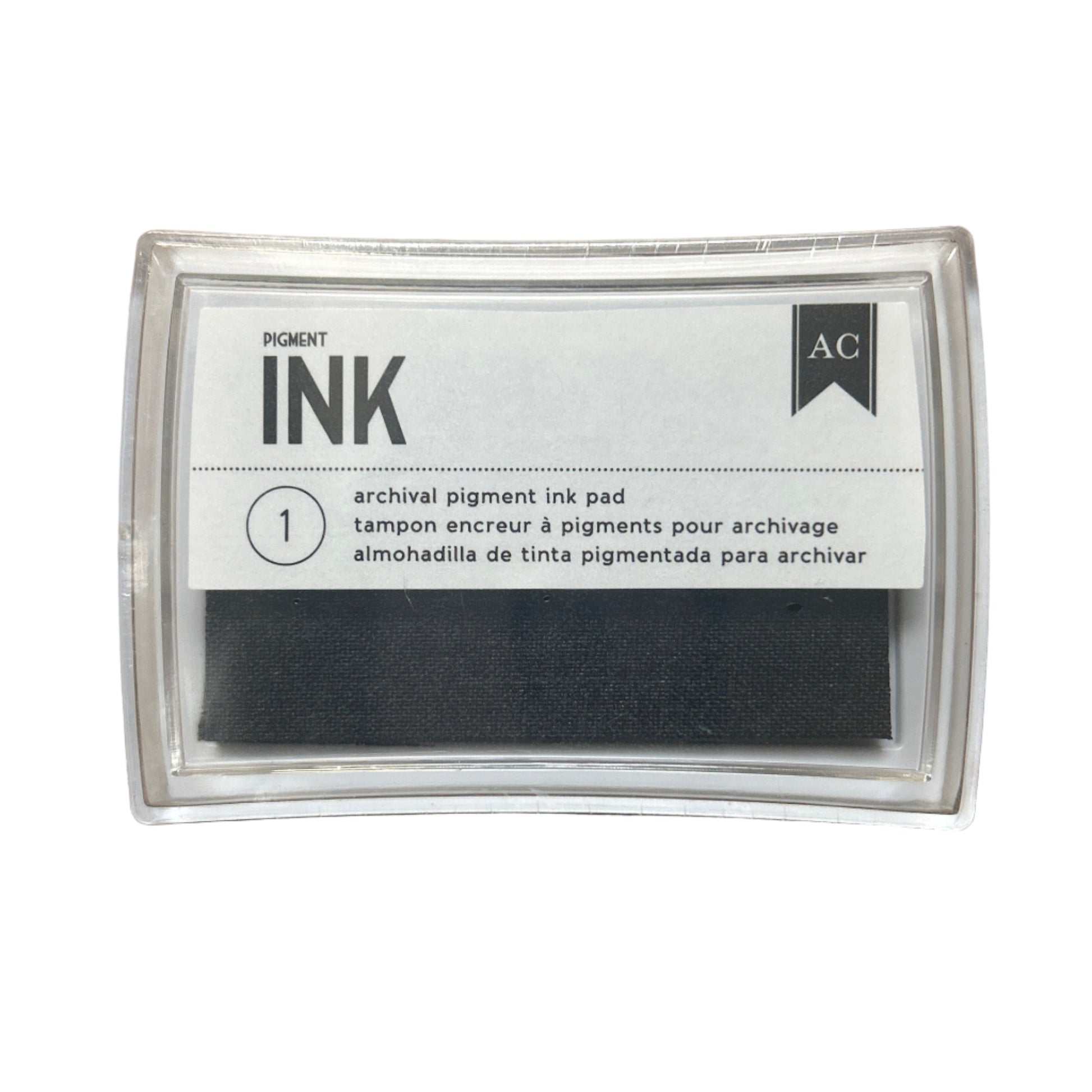 Ink pad with a label indicating it is an archival pigment ink pad, brand 'AC' visible.