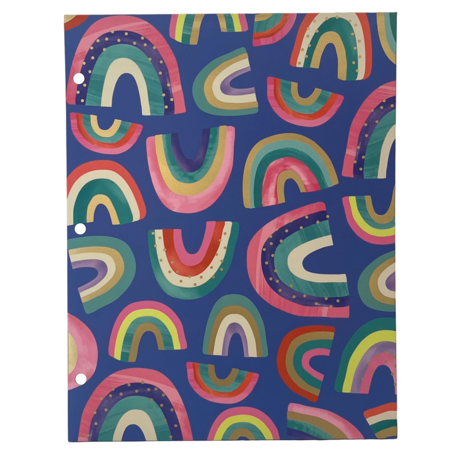 Folder with colorful rainbow pattern on a blue background