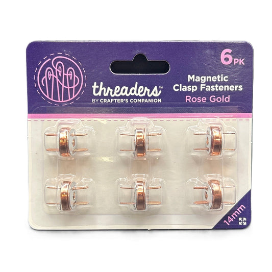 Pack of magnetic clasp fasteners in rose gold by Threaders on a white background