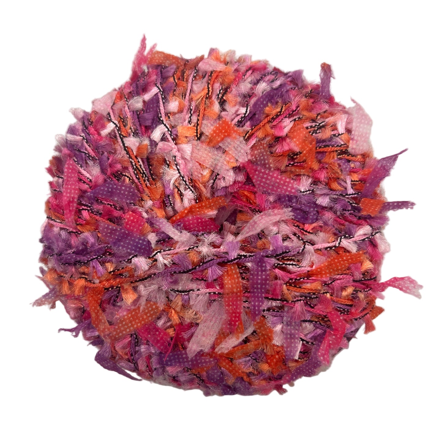 Multicolored fabric ball on a white background