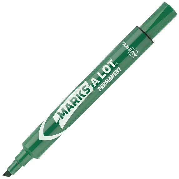Green marker with 'Marks A Lot' text on a white background