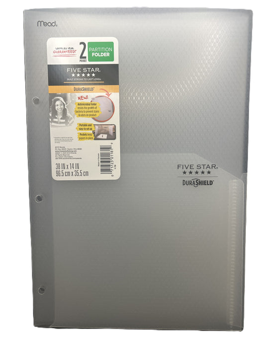 Gray Five Star partition folder with label on a white background