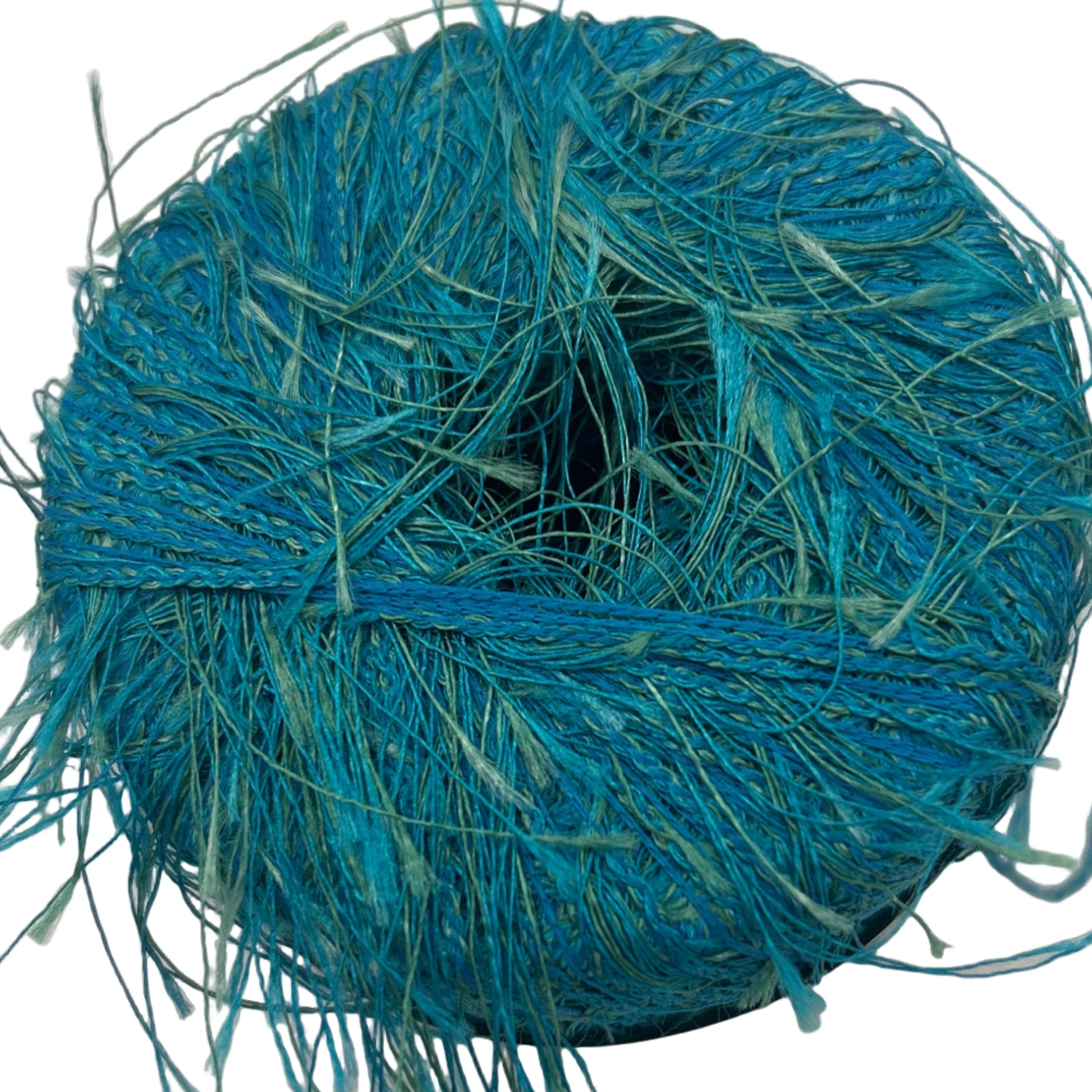 Blue thread spool on a white background