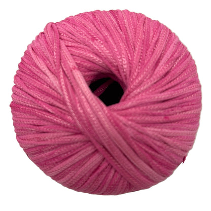 Pink yarn ball on a white background