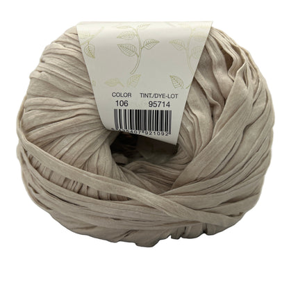 Ball of yarn with a label on a white background