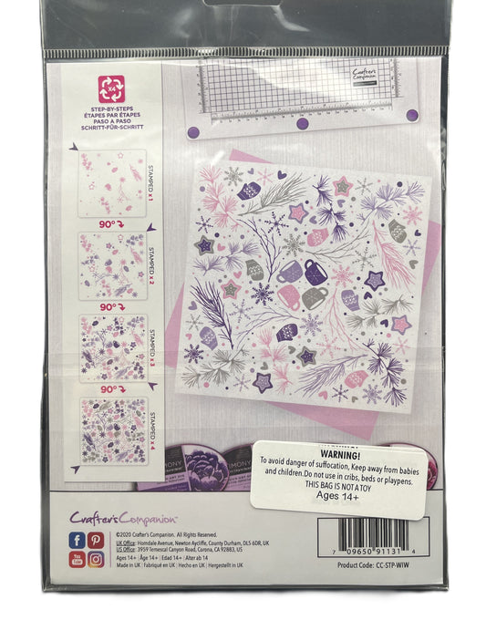 Packaged product with floral design and warning label on a gray background