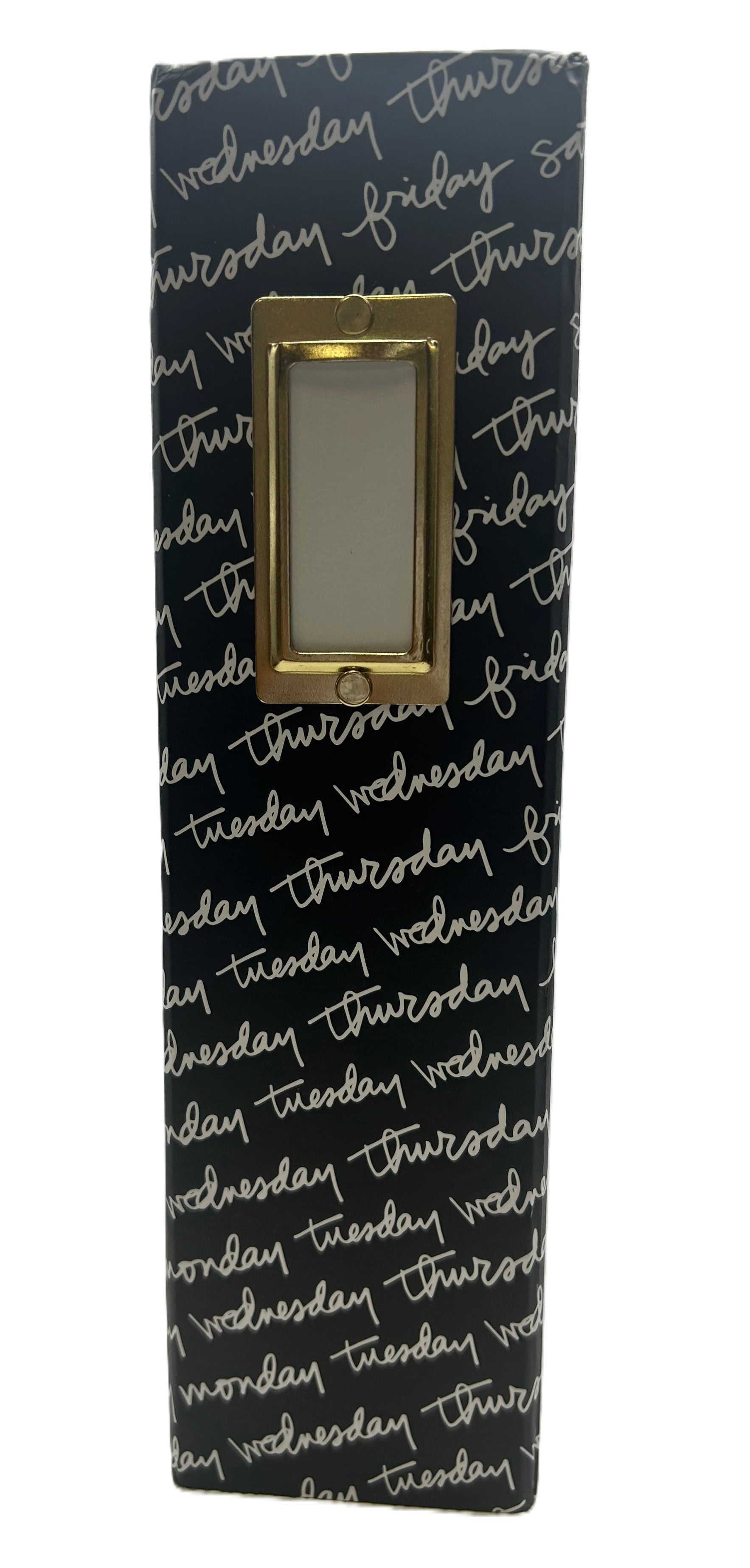 Pouch with day-of-the-week pattern on a white background