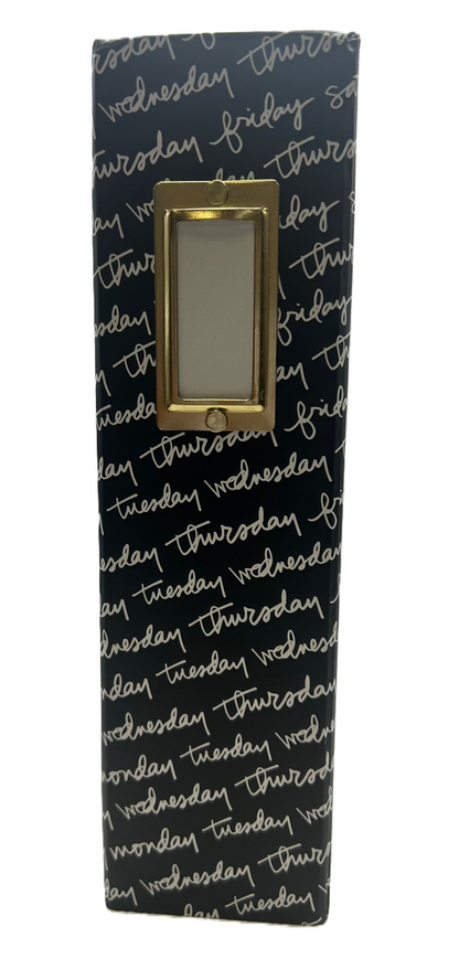 Pouch with day-of-the-week pattern on a white background