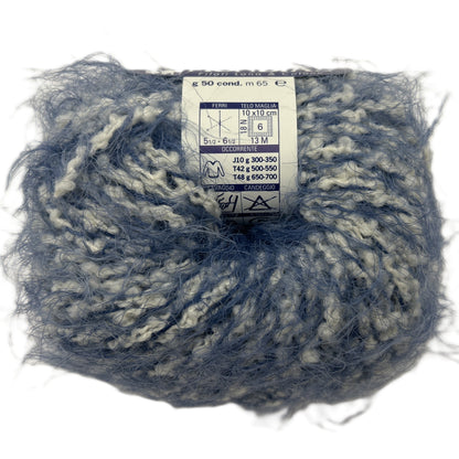 Ball of yarn with a label on a white background
