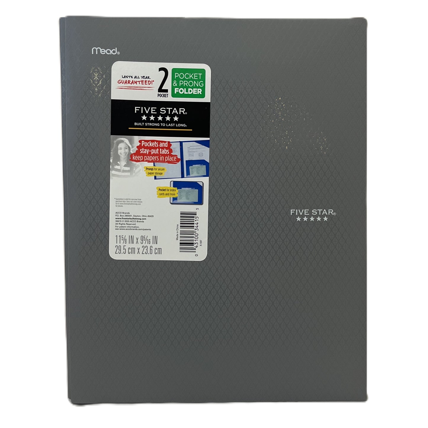 Gray Five Star folder with a visible brand label on a white background