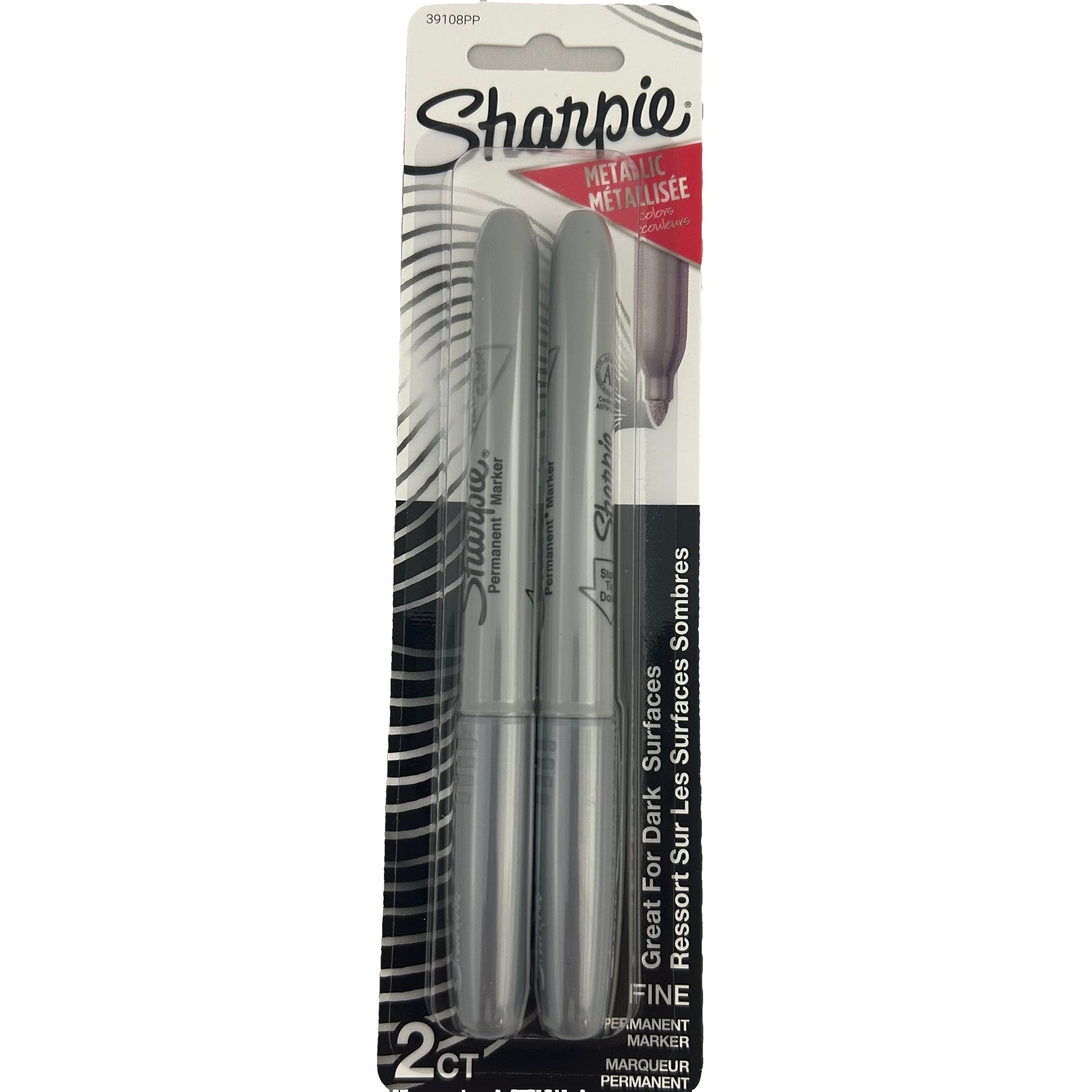 Sharpie metallic markers in packaging on a white background
