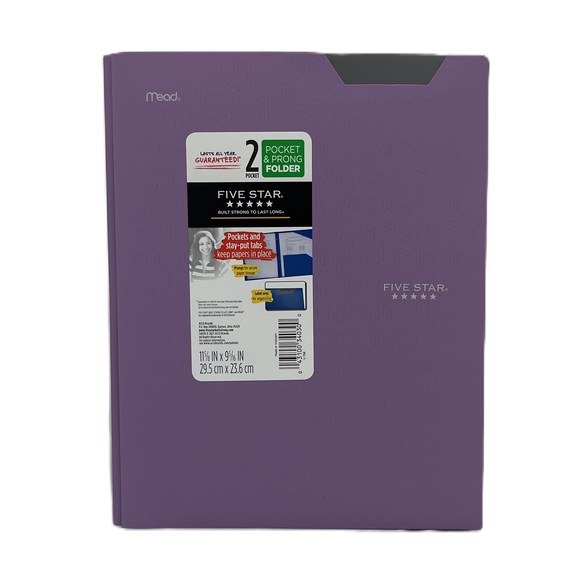 Purple Five Star folder with label on a white background