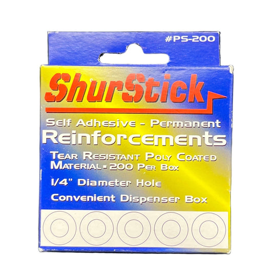ShurStick self adhesive reinforcements packaging on a white background