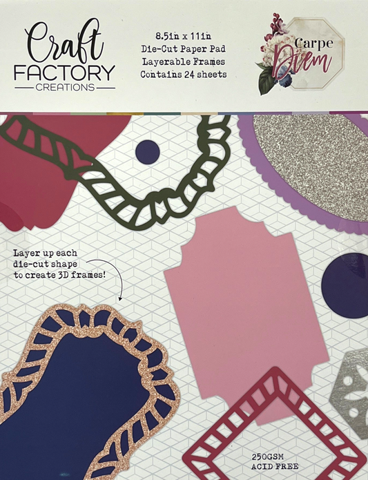 Craft Factory Creations die-cut paper pad with decorative frames on a white background