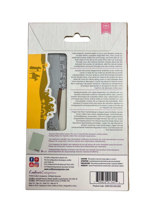 Product packaging with a cutout window on a brown background