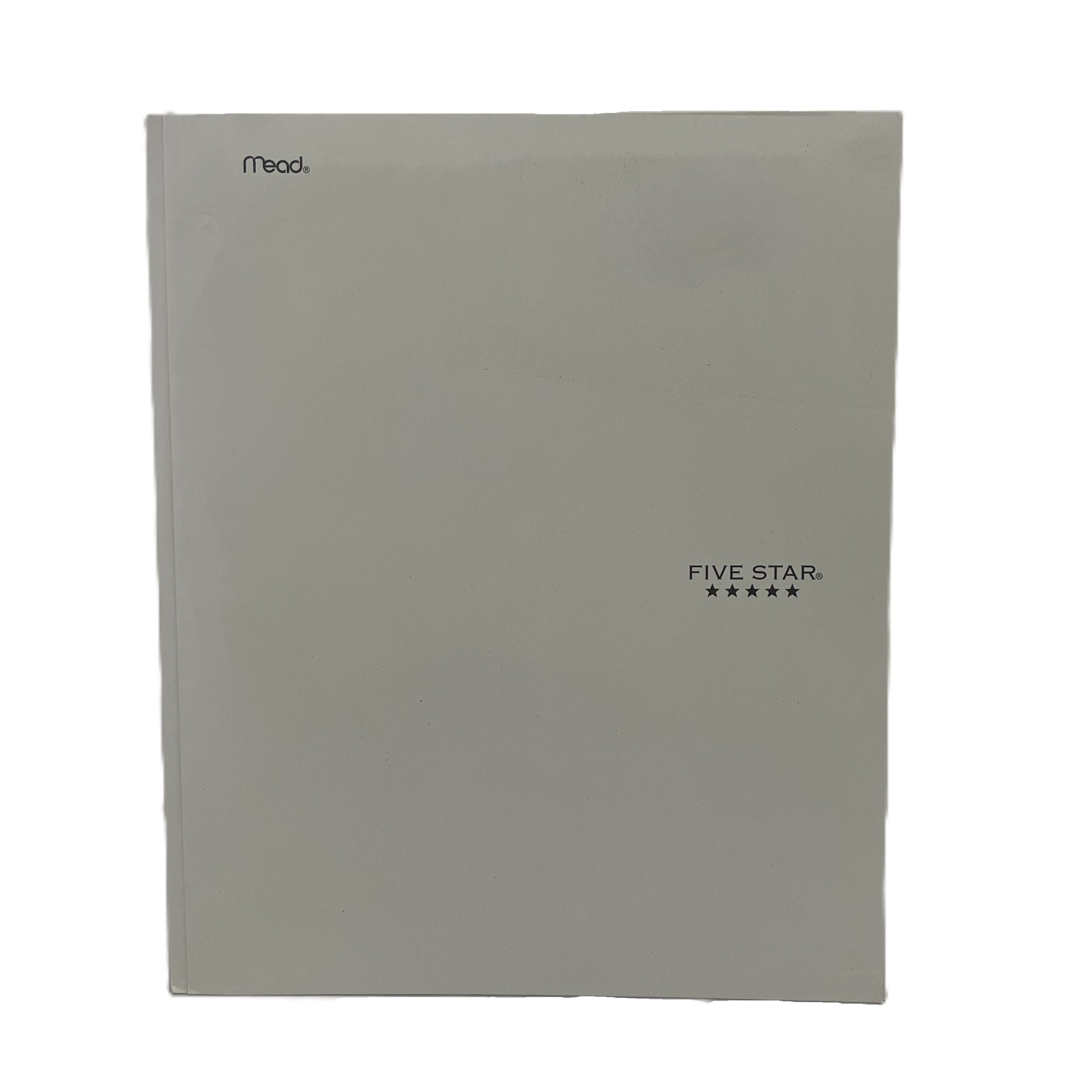 Gray notebook with 'Mead' and 'Five Star' branding on a white background