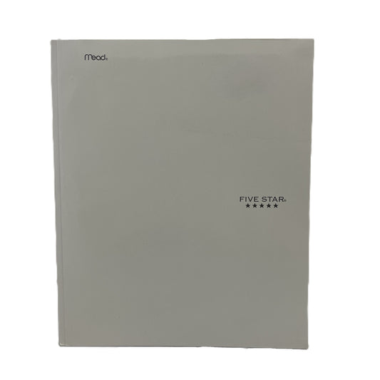 Gray notebook with 'Mead' and 'Five Star' branding on a white background